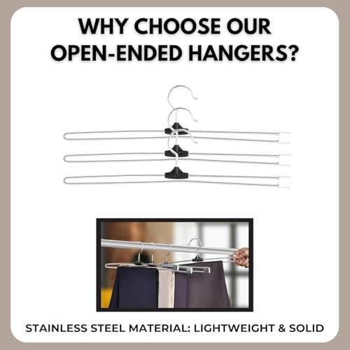 Image of ROLLYWARE Premium Stainless Steel Lockable Technology Hangers for Clothes, Velvet, Trouser, Saree, Pants, Skirt Wardrobe (15 Pack)