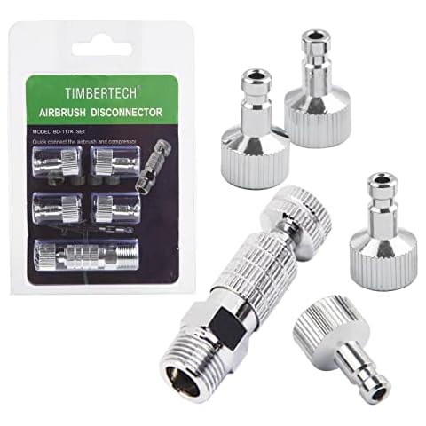 Timbertech Airbrush Quick Release Disconnect with 4PCS G1/8" Male Fittings and Female Hose Connection for Airbrush and Air Hose Quick Release Cover