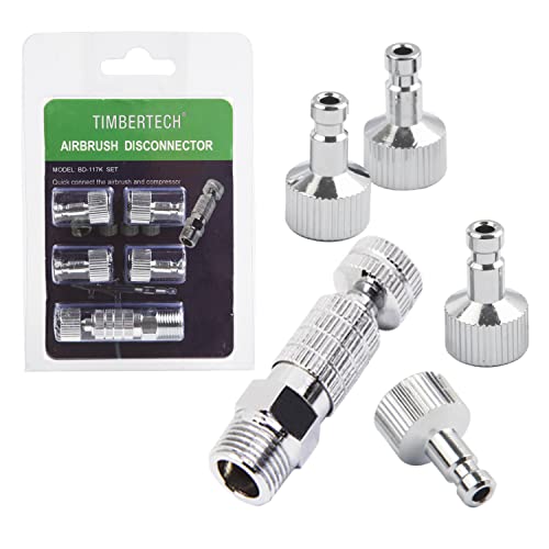 Timbertech Airbrush Quick Release Disconnect with 4PCS G1/8\" Male Fittings and Female Hose Connection for Airbrush and Air Hose Quick Release