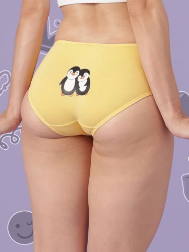 Image of Clovia Chuddy Buddies Cotton Printed Back Hipster Panties for Women Combo -Pack of 3- Multicolor