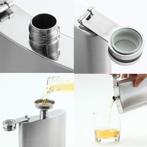 Image of Stainless Steel Hip Flask with Funnel 8 Oz (236 ml) I Engraved Design Wine Whiskey Liquor Flask I Unisex Alcoholic Drinks Holder Pocket Bottle (JW Steel+Funnel)