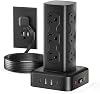 Torre de enchufes con 12 tomas de corriente y 4 puertos USB (2 USB C), cable de 6 pies 2