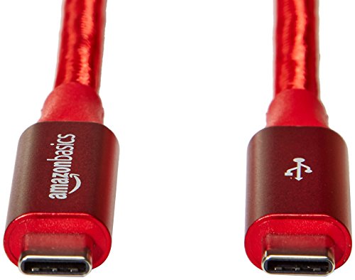 Amazon Basics Double Braided Nylon Usb-C To Usb-C 3.1 Gen 2 (10Gbps) Fast Charging Cable, 3A - 3-Foot, Red #TOP1