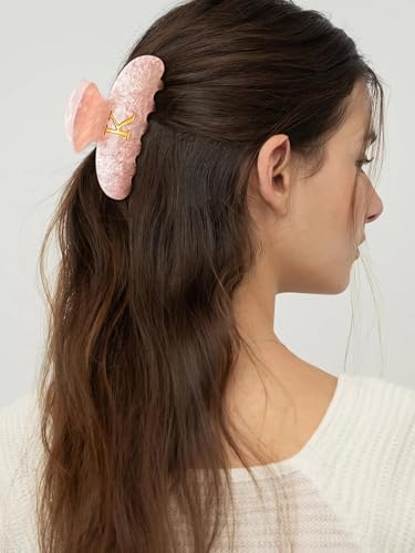 Image of LILIE&WHITE Acrylic Letter Hair Clips For Women Stylish K Monogram Hair Claw Alphabet Hair Clip Fashion Glitter Claw Clips Elegant And Durable Hair Accessory Large Hair Clips Pink K