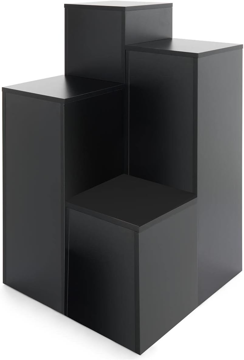 Displays2go Set of 4 Portable Pedestals for Floor, 12.5" Square Top - Black (WDCUBEBLK0)