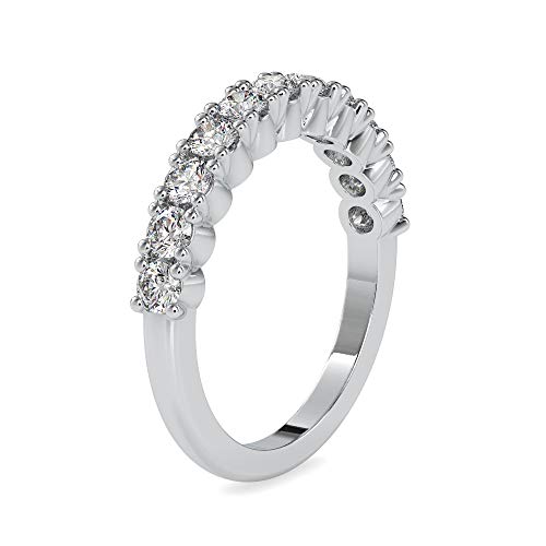 Certified Half Eternity Band Ring Studded With 0.90 Cttw Round Natural Diamond In 18K White/Yellow/Rose Gold For Women On Her Anniversary Celebration (Color-Clarity: Ij-Si) #TOP1