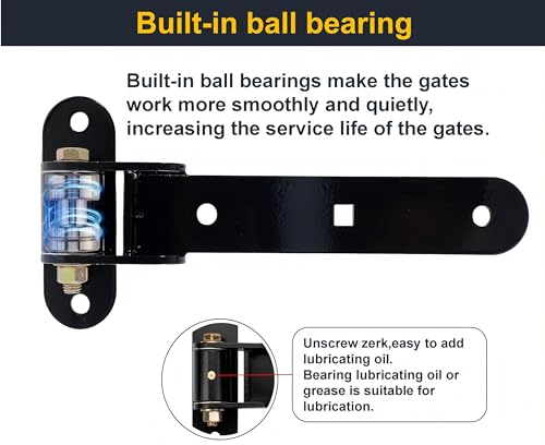 900 Lbs Capacity Heavy Duty T-Strap Gate Hinges (2 Pack) - 13” Thickened Solid Carbon Steel, 180° One-Way Open, Black Wrought Hardware for Fence, Barn, Shed, Wooden & Metal Gates (Patent Pending) by NIFHERTIG - Image 3