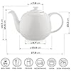 Urban Lifestyle Théière avec infuseur 1,6L en porcelaine Théière anti-goutte Infuseur intégré pour thé loose (Blanc)