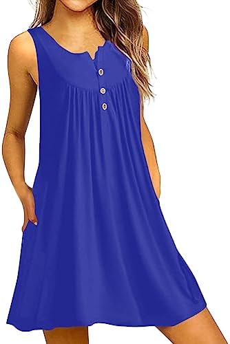 Womens Summer Casual Beach Wear Sleeveless Dresses Off Shoulder Loose V  Neck Tank Tops Dress Cute Winter Dresses for Women, Navy, L : Amazon.ie:  Fashion