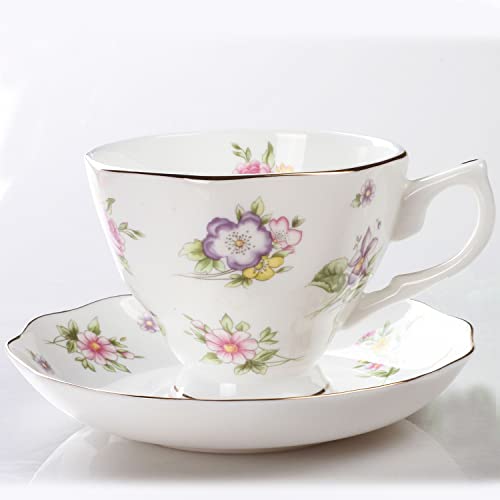 Ichag Bone China Tea Sets |Vintage Tea Set|Floral Design|Gold Rim Coffee Set|For Tea Party|Gift Box With 1Teapot, 2 Cups And Saucers,Tea Party For Women (Floral Dreem) #TOP5