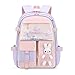 Kawaii Bunny Girls Preschool Backpacks Elementary School Bags Bookbags with Refrigerator Front Pocket, Purple-Small