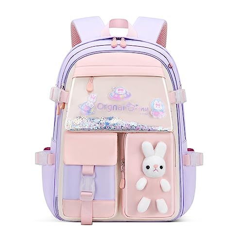 Kawaii - Mochilas para niñas con capacidad para escuela primaria, A-morado, L, Bonito