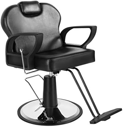 Eastmagic All Purpose Barber Chair Reclining Salon Chair for Hair Stylist Heavy Duty Base Black