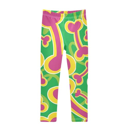 Dog Bone Girls Leggings,Workout Leggings for Girls Toddler Athletic Legging Size for 3-10T