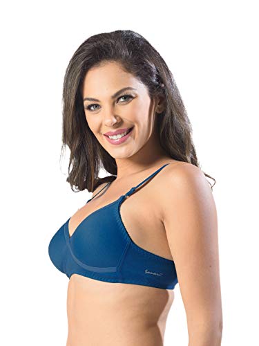 Image of SONARI Womens Non Padded Regular Cotton Bra | Wire-Free, Medium Coverage, Sewn-in Bump for Natural Lift, Polycotton Blend Fabric, Hook & Eye Closure, Adjustable Straps - Violet