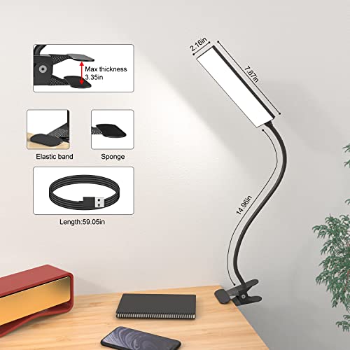 Raoyi Led Desk Lamp, 5W Usb Clip On Light Eye-Caring Reading Clamp Table Lamp With 48 Leds Flexible Gooseneck, 3 Color Modes And 14 Brightness Levels For Office Bedroom Study (Black) #TOP5