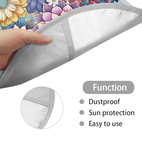 Image of Colorful Flower Steering Wheel Sun Shade Cover Sun Shade for UV Protection Universal Steering Wheel Shield Easy to Install Reflect UV Sun and Heat and Protect Your Car