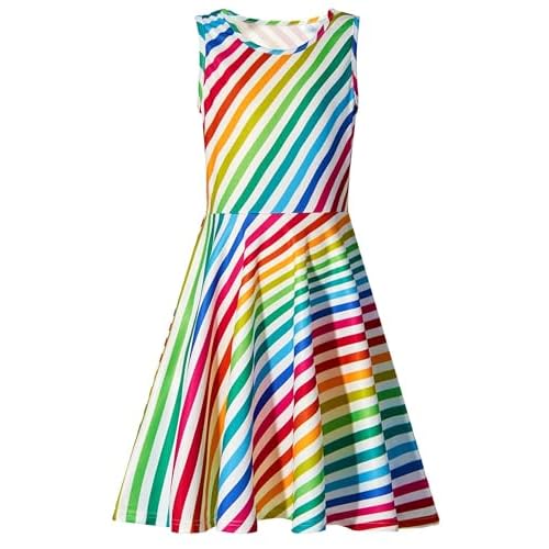 TSSOE Mädchen Böhmisch Kleid Ärmellos Sommerkleid Blumenkleid Midi A-Linie Trägerkleid Kinder Hosenträger Strandkleid Freizeitkleider Blau 140-152 5 Adicreat Mädchenkleid, ärmellos, Rundhalsausschnitt, niedlich, lässig, bedruckt, Partykleid, Sommerkleid Gr. 8-9 Jahre, Muster