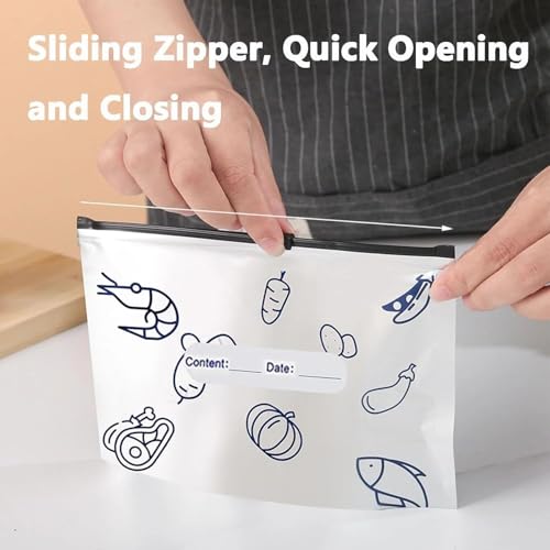 Image of Reusable Aluminum Foil Zip-Lock Storage Bags - 30 Pcs Assorted Sizes (10 Large, 10 Medium, 10 Small) Leakproof Stand-Up Pouches for Food Storage, Freezing & Kitchen Organization