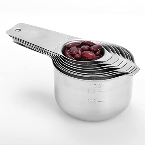 Dotinghux 8 Pcs Stainless Steel Measuring Cups Set, Kitchen Measuring Cup For Cooking And Baking #TOP4