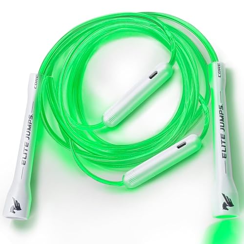 Elite Jumps - Light Show LED Jump Rope - For Kids & Adults - Durable & Lightweight - Adjustable Length & USB Rechargeable - Tangle-Free Jumping Rope for Fun & Exercise - 6 Vibrant Colors - Double LED