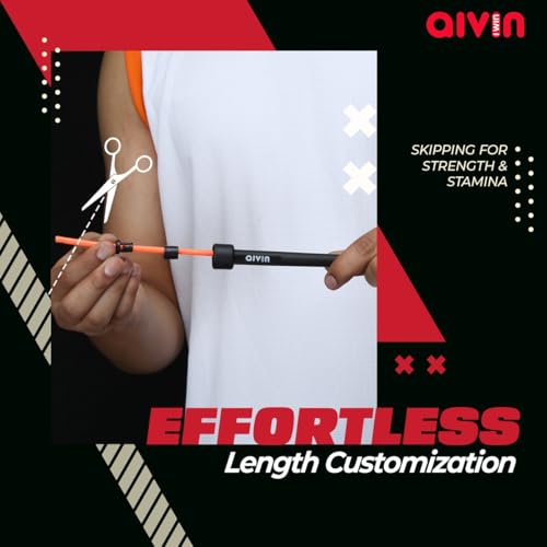 Image of Aivin Trend Lightweight Mat PVC Jump Rope for Fitness & Exercise with Plastic Handles Tangle-Free Skipping Rope for Gym, Cardio & Endurance Training Jumping Rope for Men & Women (Orange)