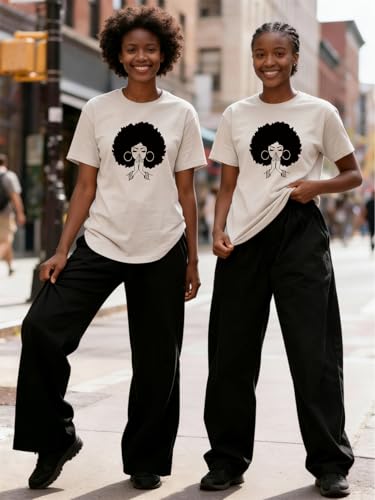 Image of Black History Pajamas, Graphic Matching Sets for Women, Magic Afro American Natural Hair Vintage Melanin T-Shirts and Pants