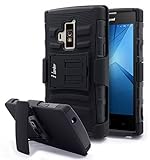 Coolpad Rogue Case, Nagebee - Heavy Duty Hybrid Armor Dual Layer Rhino Kickstand Belt Clip Holster Combo Rugged Case for Coolpad Rogue (Holster Combo Black)