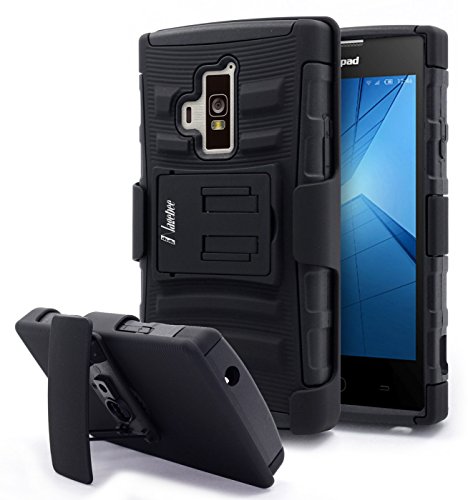 Coolpad Rogue Case, Nagebee - Heavy Duty Hybrid Armor Dual Layer Rhino Kickstand Belt Clip Holster Combo Rugged Case for Coolpad Rogue (Holster Combo Black)