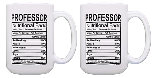 ThisWear Best Teacher Gifts Professor Nutritional Facts College 2 Pack 15oz Ceramic Coffee Mug Set