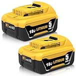 2Packs Replacement for Dewalt battery 18V 5Ah DCB184 DCB182 DCB181 DCB180 DCB201 DCB200 DCB204 with LED Indicator