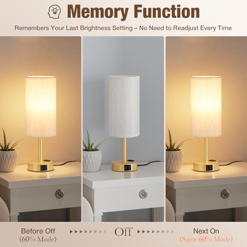 Gold Touch Bedside Lamp for Bedroom, Stepless Dimmable, USB A+C, AC Outlet by aooshine - Used condition - Image 3