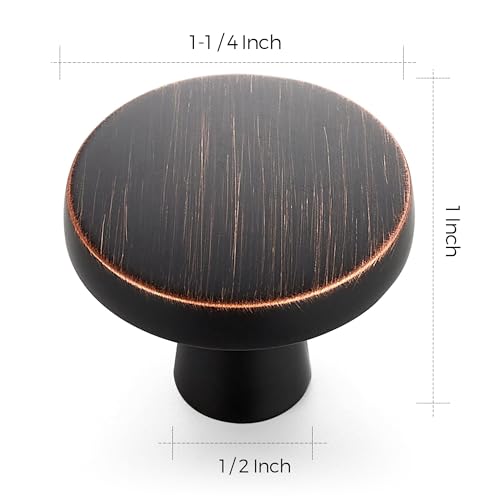 Image of Ravinte 25 Pack Drawer Pulls 1-1 /4 Inch Kitchen Cabinet Knobs Solid Round Dresser Drawer Knobs Oil-Rubbed Bronze Dresser Knobs Drawer Knobs Simple Cabinet Hardware for Cupboard Drawer Pulls