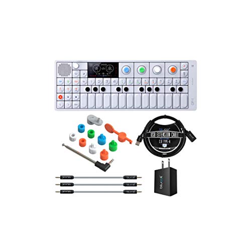 Teenage Engineering OP-1 Portable Synthesizer, Sampler, and Controller Bundle with OP-1 Accessory Kit, Blucoil USB Wall Adapter, 3-FT USB 2.0 Type-A Extension Cable, and 3-Pack of 7" Audio Aux Cables