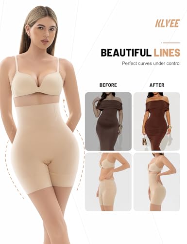 KLVEE Shapewear for Women Tummy Control, High Waisted Body Shaper Shorts Butt Lifting Thigh Slimmer Shapewear Under Dress4