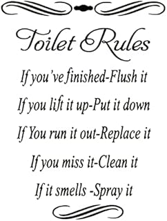 2 Pcs Toilet Seat Sticker Toilet Seat Decoration PVC Toilet Rules Bathroom Decals for Home Living Room Bedroom Kitchen Decor