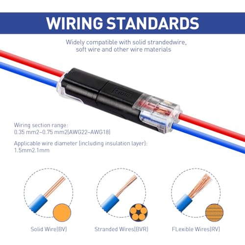Image of Serplex 24Pcs Wire Connectors 2 Pin Male Female 18-24AWG Cable Jointer