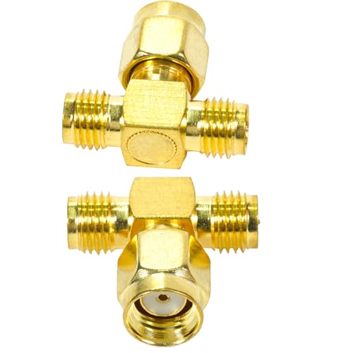 Fohevers 2 Pcs RP-SMA Male to Double Female Connector RP SMA T-Type Splitter RF Coaxial Coax Antenna Adapter for Radio WiFi Router FPV Dron Mobile - Image 2