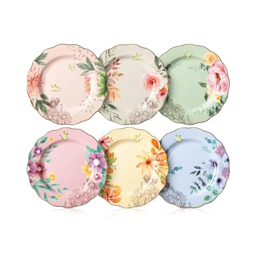 Set of 6 Porcelain Floral Plates