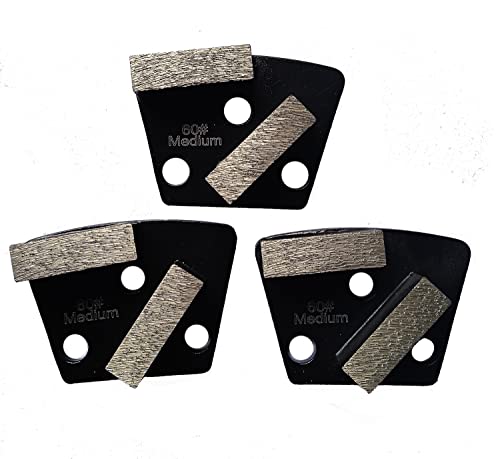 Generic - 3 Pcs Trapezoid Genenal Sintering Diamond Grinding Disc Block for Concrete Epoxy Floor Grinding Machine (60#)