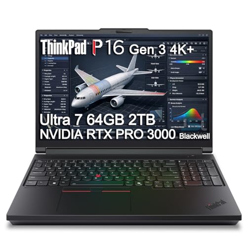 Image of Lenovo ThinkPad P16 Gen 3 Mobile Workstation Laptop (16 inch 4K+ UHD+, NVIDIA RTX PRO 3000 Blackwell 12GB, Intel Core Ultra 7 255HX, 64GB DDR5, 2TB SSD) for Engineer, Designer, 2xThunderbolt 5, Win 11 Pro