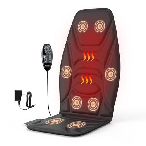 Image of Vibration Massage Seat Cushion with Heat, Back Massager for Chair with 8 Vibration Motors, Heated Massage Cushion for Office Chair, Recliner & Sofa, Full Back & Seat Comfort, Idea Gift for Dad