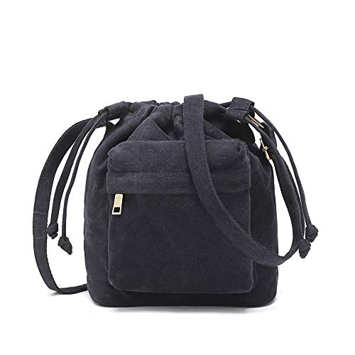 Crossbody Bags for Women Small Canvas Drawstring Bucket Purse Cute Little Boho Bag