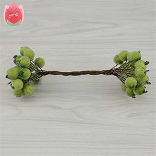 Buy light green 200pcs Mini Plastic Berry Handmake Artificial Flowers