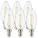 Produktbild Luminea Birne E14: 6er-Set LED-Filament-Kerzen, B35, E14, 450 Lumen, 4 Watt (E14 Tageslichtbirne kaltweiß)