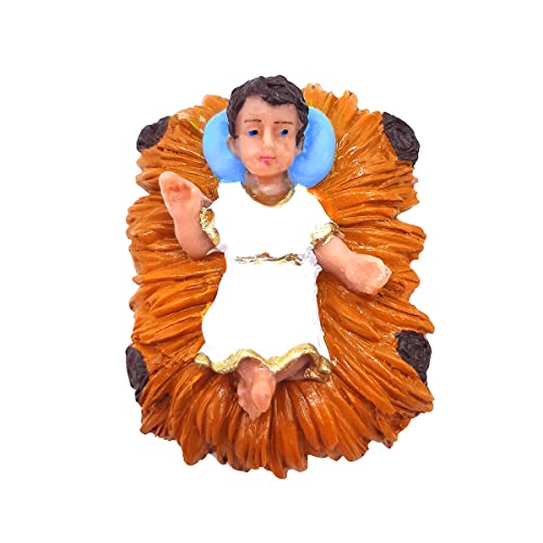 Presépio de Natal Figuras Principais José Maria Jesus na Manjedoura anjo e Ovelha Resina 5 peças