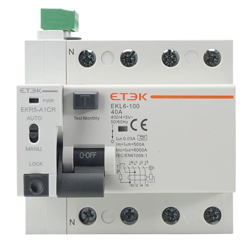 Diferencial Auto Rearmable Superinmunizado Trifásico 4P (3P+N) 40A 30mA 6Ka. Interruptor Diferencial Rearme Automático Clase A. Disyuntor con Reconexión Automática Super Inmunizado Tipo A. Carril Din