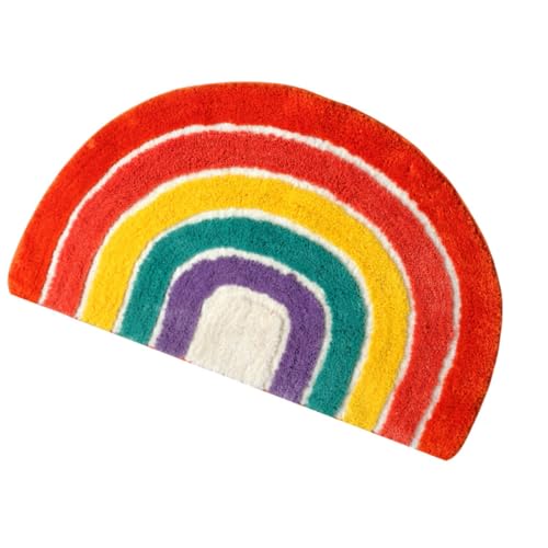 Tapis de bain en polyester absorbant et moelleux en forme demi-cercle - 2