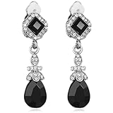 GALPADA Pendientes de Clip Vintage para Mujer Colgante de Lágrima en Aleación Negra, Uso Duradero y Diseño Elegante para Ceremonias de Premios