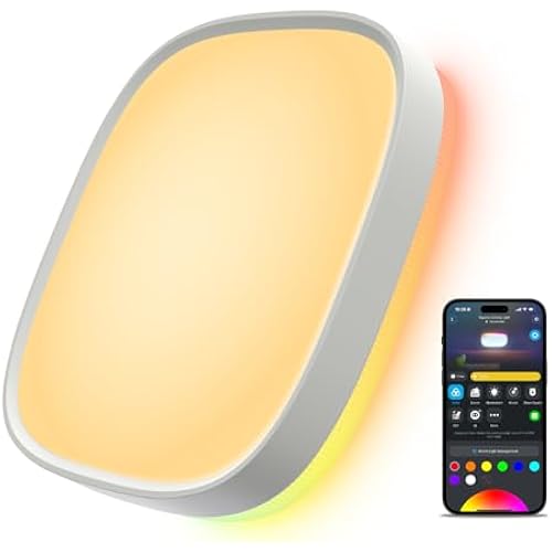 Govee Smart Ceiling Light, RGBWW and RGBIC 2400LM 12 Inch, Square 1 Pack